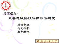 西南民族大学毕业论文答辩PPT题目夫妻忠诚协议法律效力研究