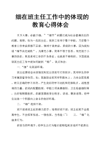 细在班主任工作中的体现的教育心得体会