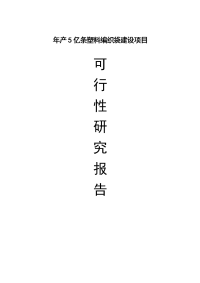 年产5亿条塑料编织袋建设项目（代商业计划书）
