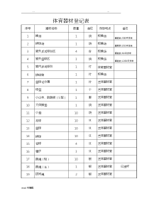 体育器材登记表格模板