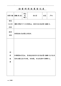 档案利用效果登记表格模板