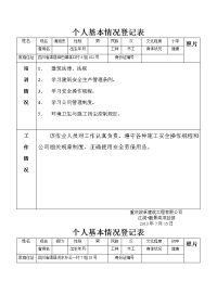 个人基本情况登记表格