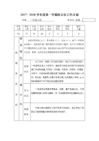 班主任工作计划表格精选范文