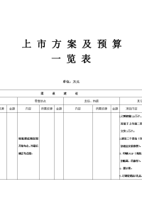 企业上市方案及预算表.doc