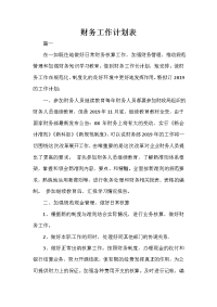 财务工作计划 财务工作计划集锦 财务工作计划表.doc