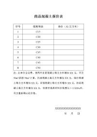 混凝土报价单.doc