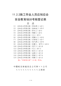 施工作业人员应知应会安全教育培训考核登记表.doc