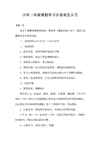 小学二年级暑假学习计划表怎么写.doc