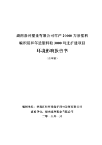 湖南嘉利塑业有限公司年产20000万条塑料编织袋和年造塑料.doc