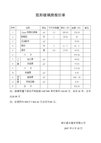 弧形玻璃房报价单(浙江鼎丰).doc