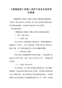 大厦精装修工程施工进度计划表及进度保证措施.doc