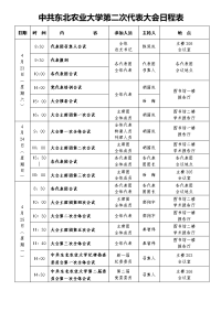 中共东北农大学第二次代表大会日程表.doc