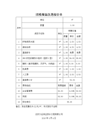 旧楼屋面改造报价单.doc