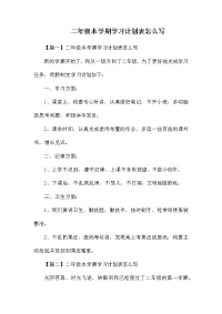 二年级本学期学习计划表怎么写.docx