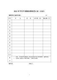 2015年学生军训服装领取登记表（总表）.doc