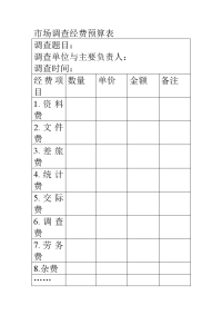 市场调查经费预算表资料讲解.doc