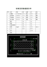 轻钢龙骨隔墙报价单.doc