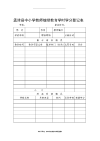 最新孟津县中小学教师继续教育学时学分登记表、学时学分转化表.doc