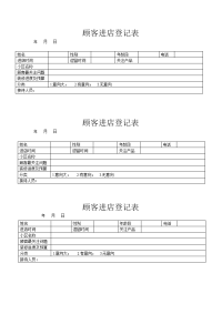 最新顾客进店登记表76416教案资料说课讲解.doc