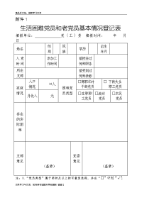 生活困难党员和老党员基本情况登记表电子教案.doc