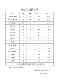  钢架门楼报价单.doc