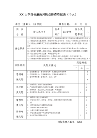 XX大学岗位廉政风险点排查登记表（个人）.doc