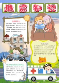 儿童风竖版地震知识手抄报电子小报word小报.docx