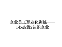 最新企业员工职业化训练——1心态篇2认识企业课件PPT.ppt