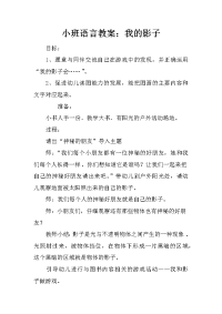 小班语言教案：我的影子