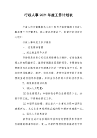 行政人事2021年度工作计划表.docx