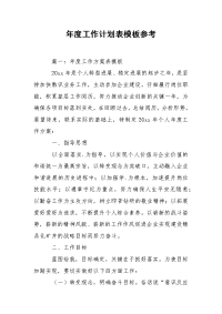 年度工作计划表模板参考.docx