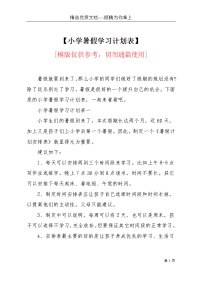 【小学暑假学习计划表】(共4页)