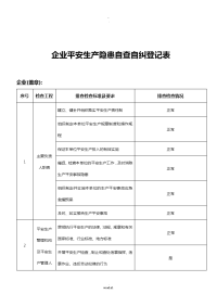 企业安全生产自查自纠登记表