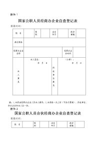 国家公职人员经商办企业自查登记表