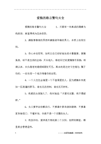 爱情的格言警句大全