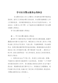 学习安全警示教育心得体会