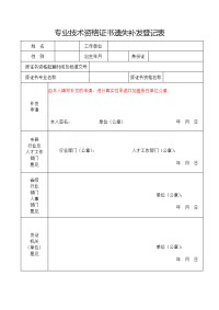 专业技术资格证书遗失补发登记表(空表）