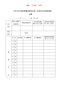 考生体温监测登记表     新颖   完整   实用