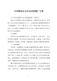 毛皮服饰企业市场营销推广方案