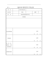 表一温州市优秀学生登记表页