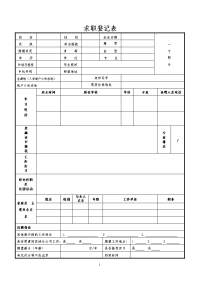 求职登记表示范文本