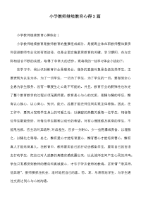 小学教师继续教育心得3篇