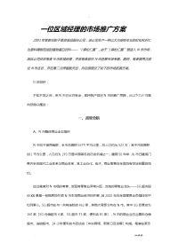 一位区域经理的市场推广方案
