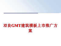最新双良GMT建筑模板上市推广方案ppt课件