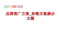 最新品牌推广方案_杂粮方案演示文稿精品课件