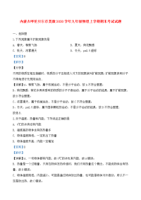 内蒙古呼伦贝尔市莫旗2020学年九年级物理上学期期末考试试题（含解析）