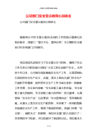 公司部门安全警示教育心得体会x