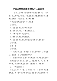 中班安全教案危险物品不入园反思.docx