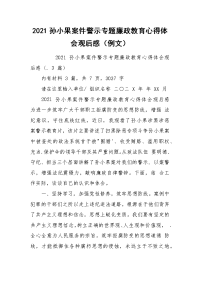 2021孙小果案件警示专题廉政教育心得体会观后感（例文）