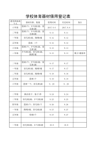 学校体育器材借用登记表